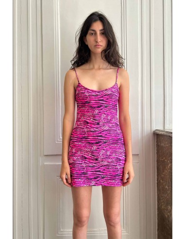 READY TO SHIP - Neon pink zebra strap beach dress store