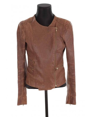 Veste en cuir Maje marron. Matière principale cuir. Taille 36. la livraison gratuite