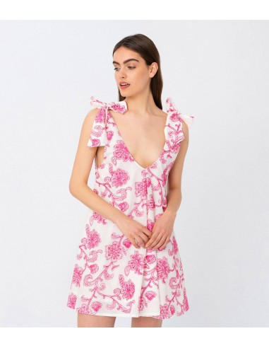 Pink Floral Embroidered Low Back Mini Dress du meilleur 