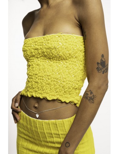 READY TO SHIP - MANU yellow cotton textured knitted bustier top solde